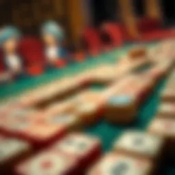 Intricate Pai Gow tiles arranged on a table