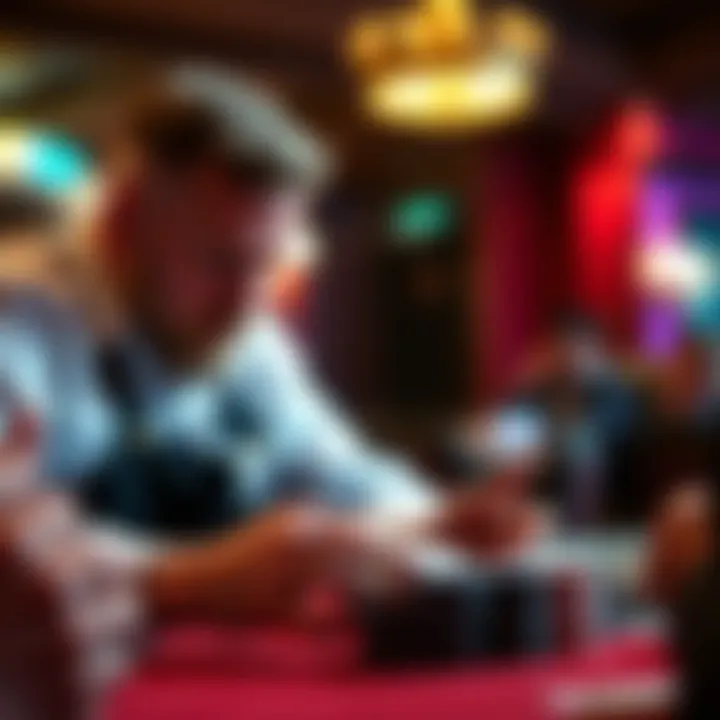 Strategic Decision-Making in 21 A close-up of a player making a strategic decision during a game of 21