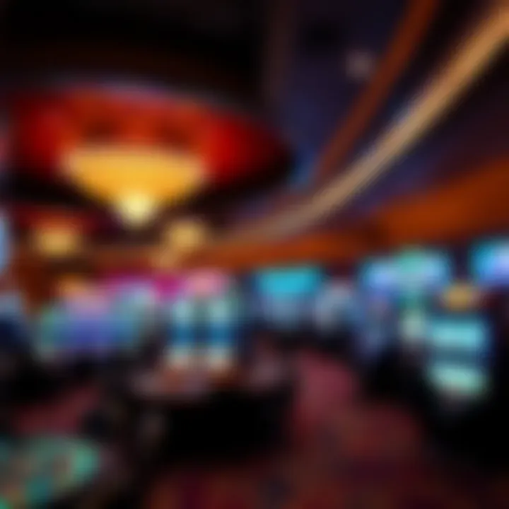 Vibrant gaming floor filled with various gaming tables and slot machines at Mohegan Sun.