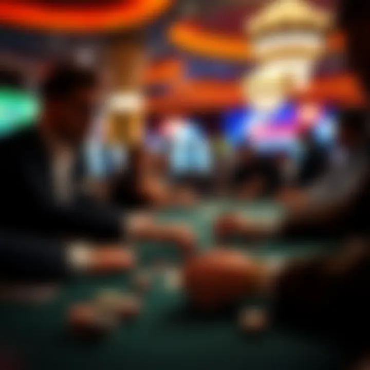 Close-up of a player engaged in a strategic card game at the poker table.