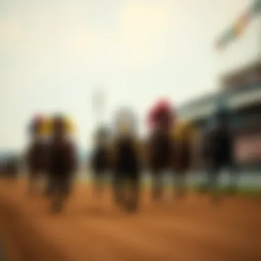 A thrilling moment at the Kentucky Derby with horses racing towards the finish line.