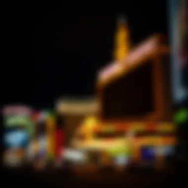 Dramatic night view of the Riviera Casino illuminated on the Las Vegas Strip