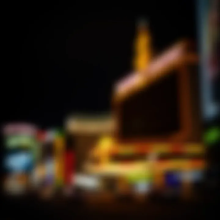 Dramatic night view of the Riviera Casino illuminated on the Las Vegas Strip