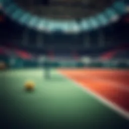 Tennis court with betting odds displayed