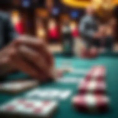 Close-up of Pai Gow Poker tiles being arranged