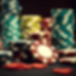 Detailed view of Texas Hold'em poker chips