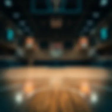 Basketball court with scoreboards