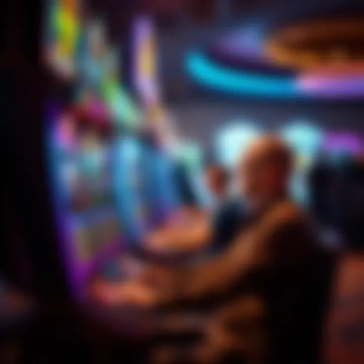 A player engaged in gameplay at a vibrant Williams Gaming slot machine