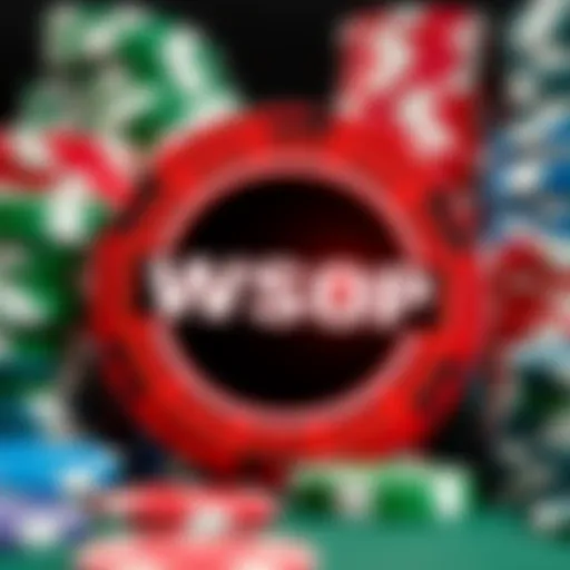 A vibrant representation of the WSOP logo against a backdrop of poker chips.
