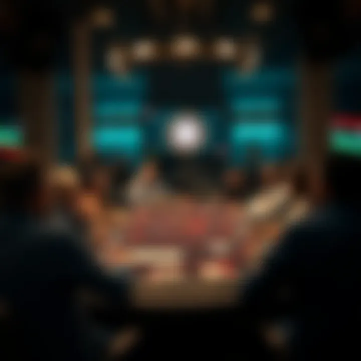 A captivating visual of a virtual poker table filled with players from around the globe.